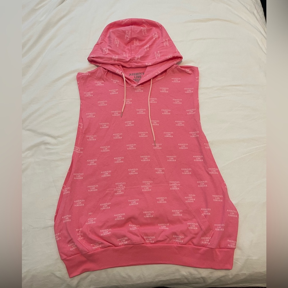 Assholes Live Forever Pink Sleeveless Hoodie